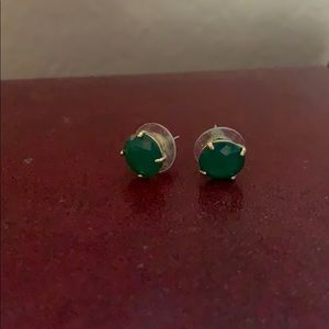 Green jewel stud earrings
